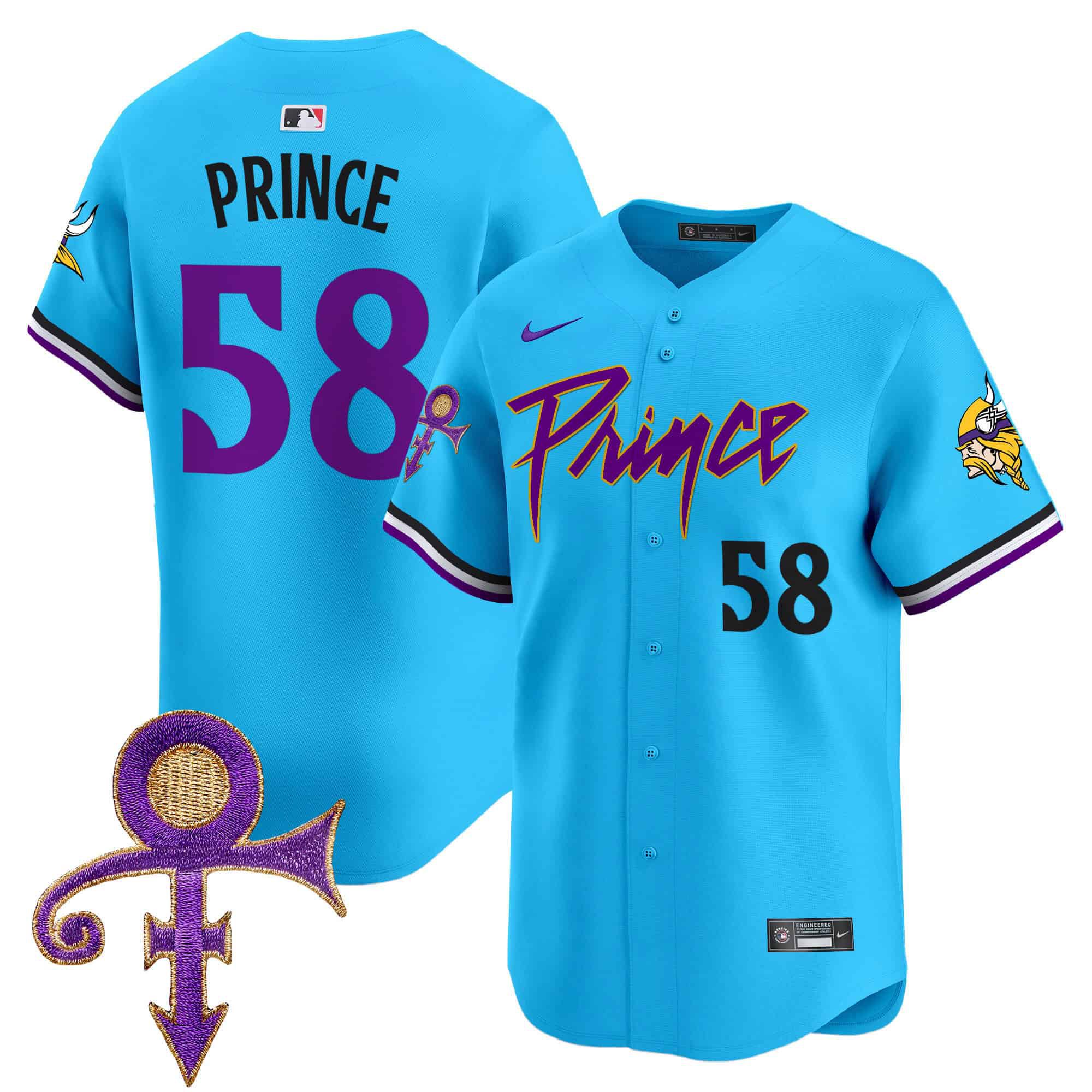 Men Minnesota Vikings #58 Prince Light Blue 2024 Nike Prince Patch Vapor Premier Limited NFL Jersey